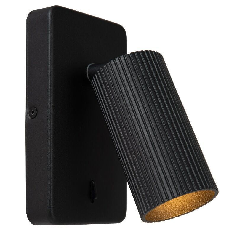 Svart väggspotlight modern, Clubs, med brytare Svart väggspotlight modern, Clubs, med brytare