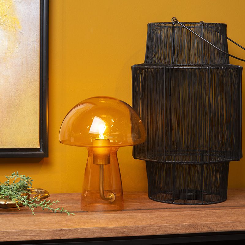 Orange bordslampa modern, Fungo, med brytare Orange bordslampa modern, Fungo, med brytare