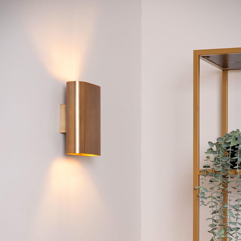 Mässing up down vägglampa modern, Ovalis