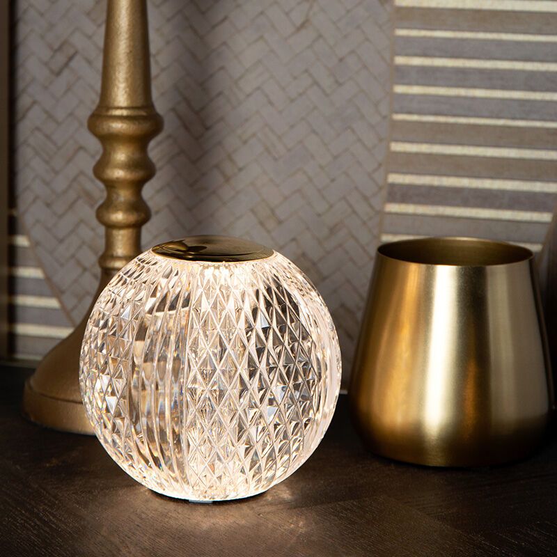 Transparent bordslampa modern, Cintra, 1,5W, 3000K LED, 3 stegs dimmer