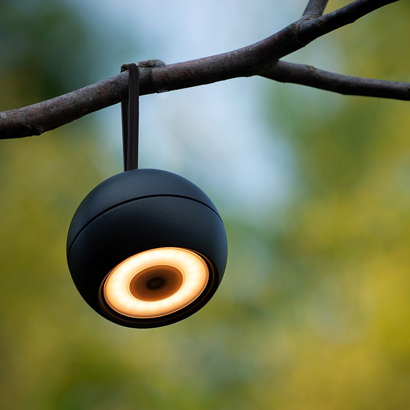 Svart uppladdningsbar vägglampa modern, Lunex, 2W, 3000K LED, IP54, med brytare