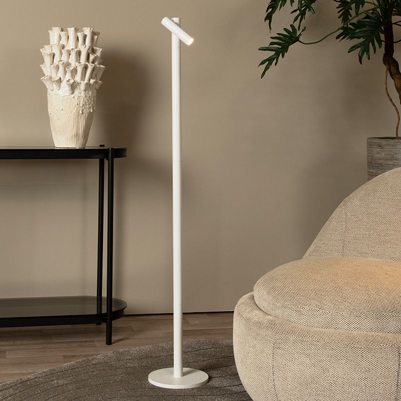 Vit uppladdningsbar golvlampa modern, Antrim, 2,2W, 2700K LED, IP54, med beröringsdimmer Vit uppladdningsbar golvlampa modern, Antrim, 2,2W, 2700K LED, IP54, med beröringsdimmer
