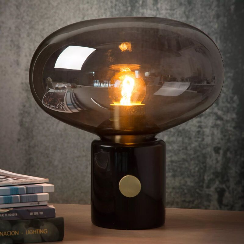 Marmor bordslampa grå, Charlize, med brytare