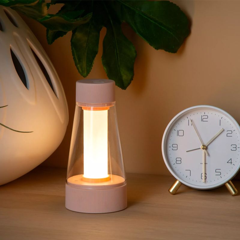 Rosa uppladdningsbar utomhusbordslampa modern, Lorali, 1,2W, 2700K LED, IP44, med beröringsdimmer