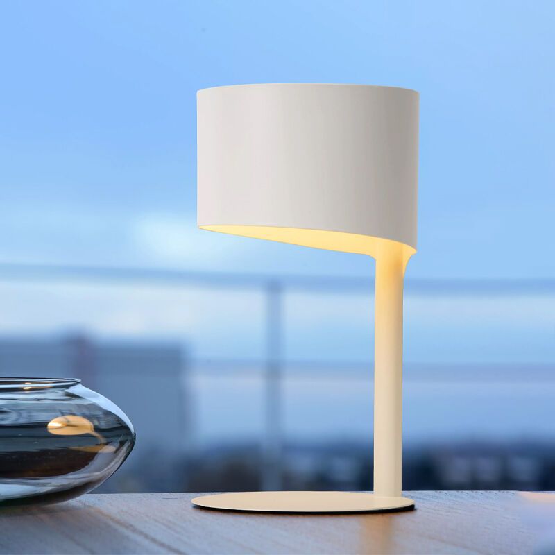 Vit bordslampa modern, Knulle, med brytare