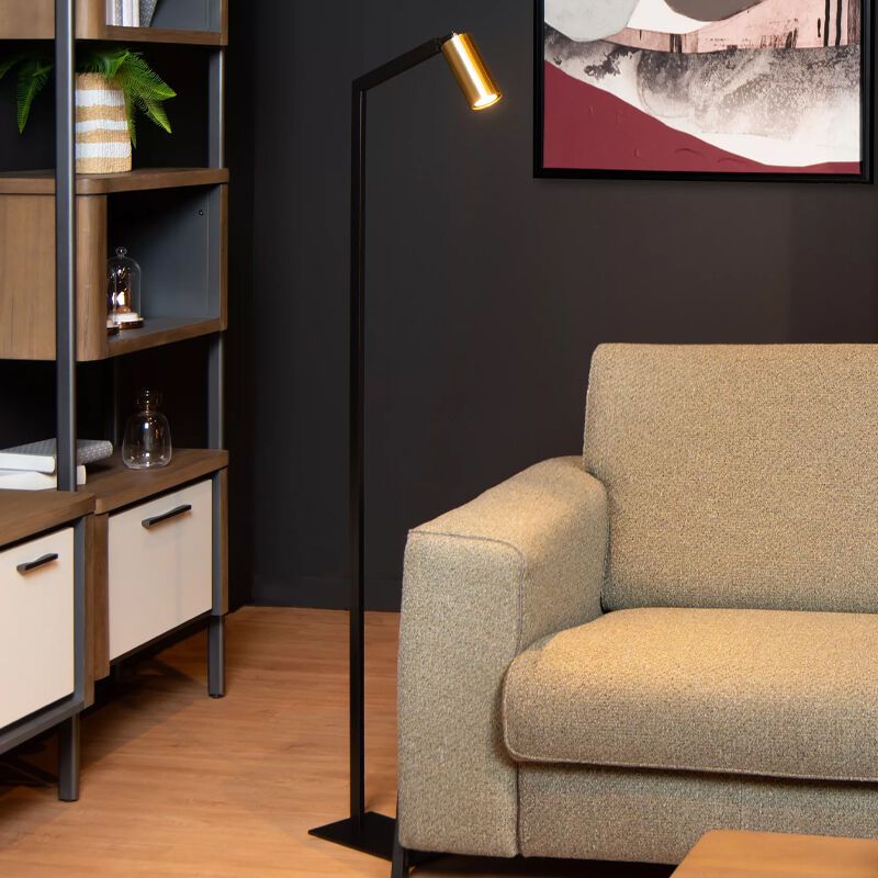 Svart golvlampa modern, Sybil, med brytare