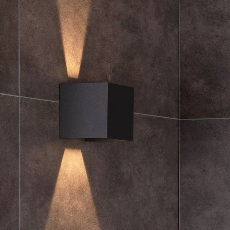 Svart up down vägglampa modern, Axi, 6W, 2700K LED, IP54