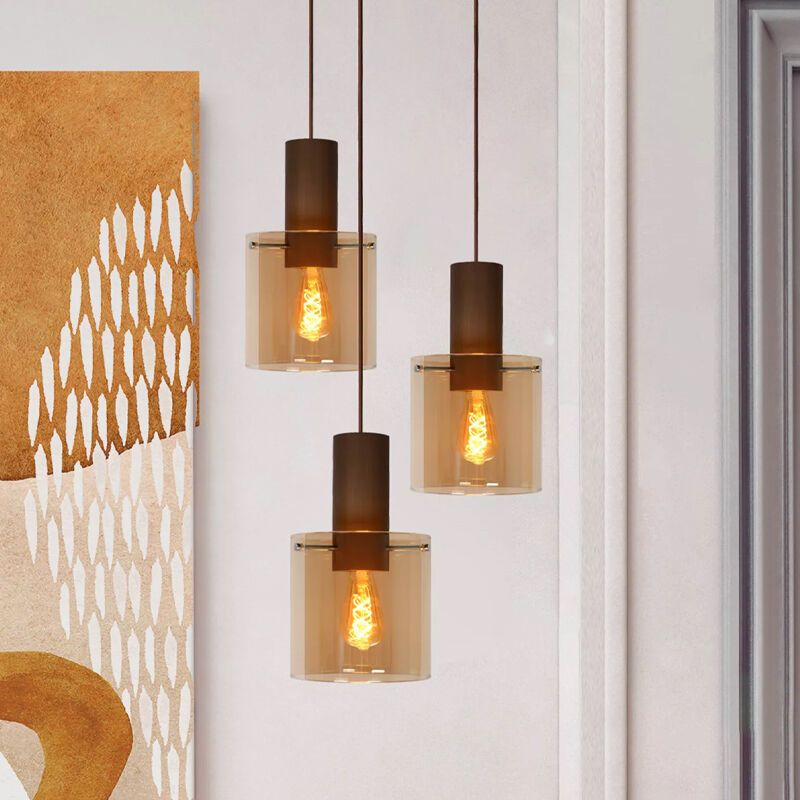 Bärnstensfärgad pendellampa matbord vintage, Toledo