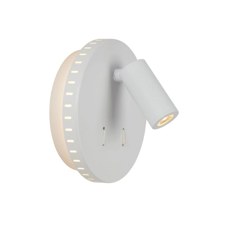 Vit vägglampa modern, Bentjer, 6W, 3000K LED, med brytare
