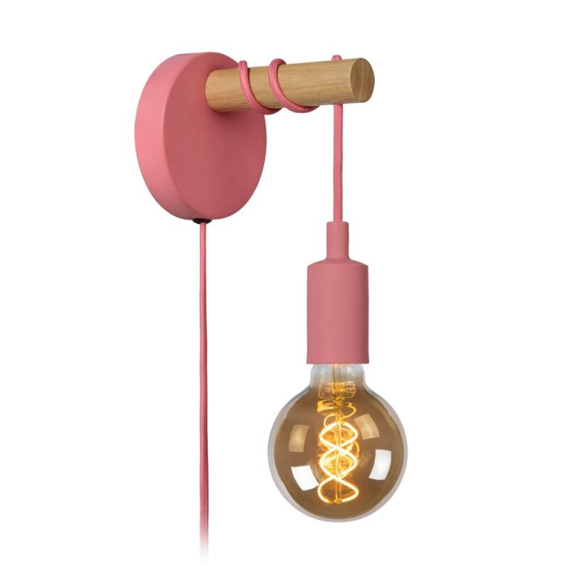 Rosa vägglampa barn modern, Paulien, med brytare Rosa vägglampa barn modern, Paulien, med brytare