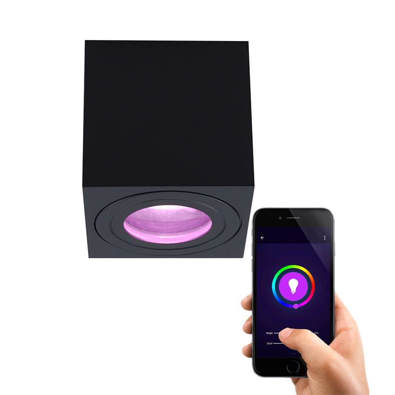 Modern smart taklampa svart, Alion, IP44, 4,5W, RGBW