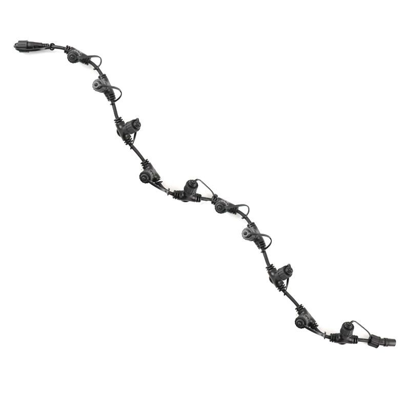 1m svart distributionskabel, Med 10 utgångar 1m svart distributionskabel, Med 10 utgångar