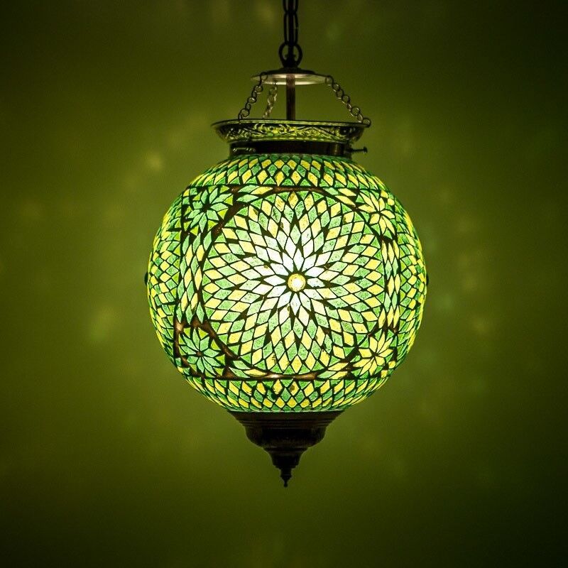 Grön orientalisk fönsterlampa mosaik, Aziza