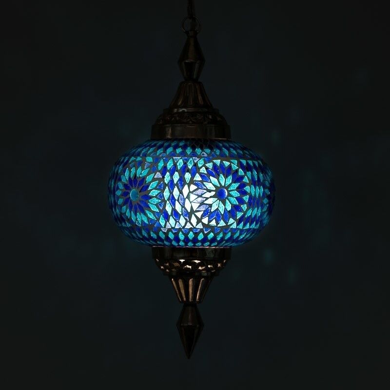Blå orientalisk fönsterlampa mosaik, Aicha