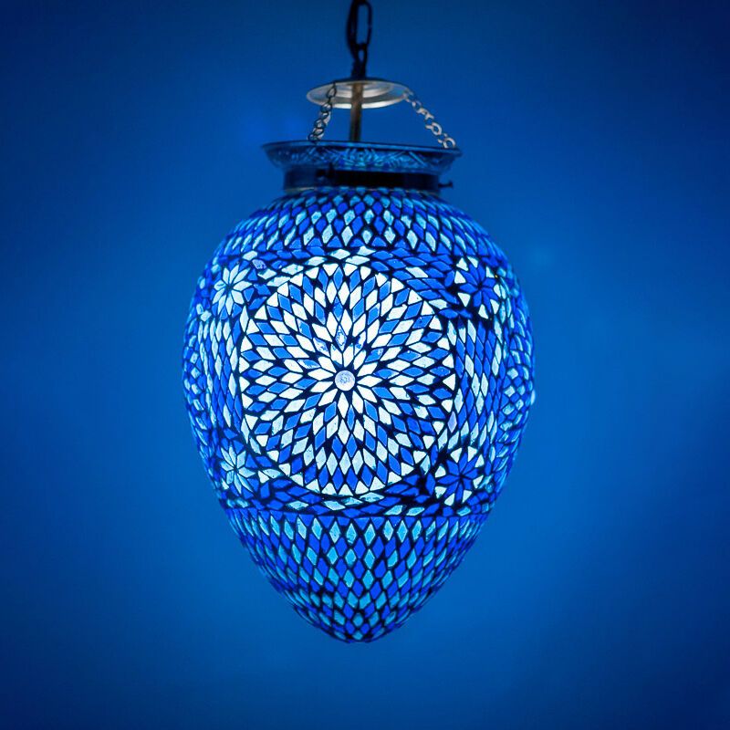 Blå orientalisk fönsterlampa mosaik, Isa