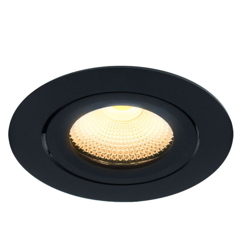 Svart infälld spotlight aluminium, Wimke, 5W, 3000K LED, IP44