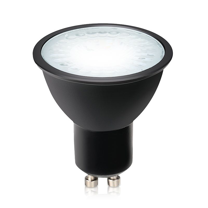 Dimbar GU10 LED lampa Antonie, svart, 7W, 4000K
