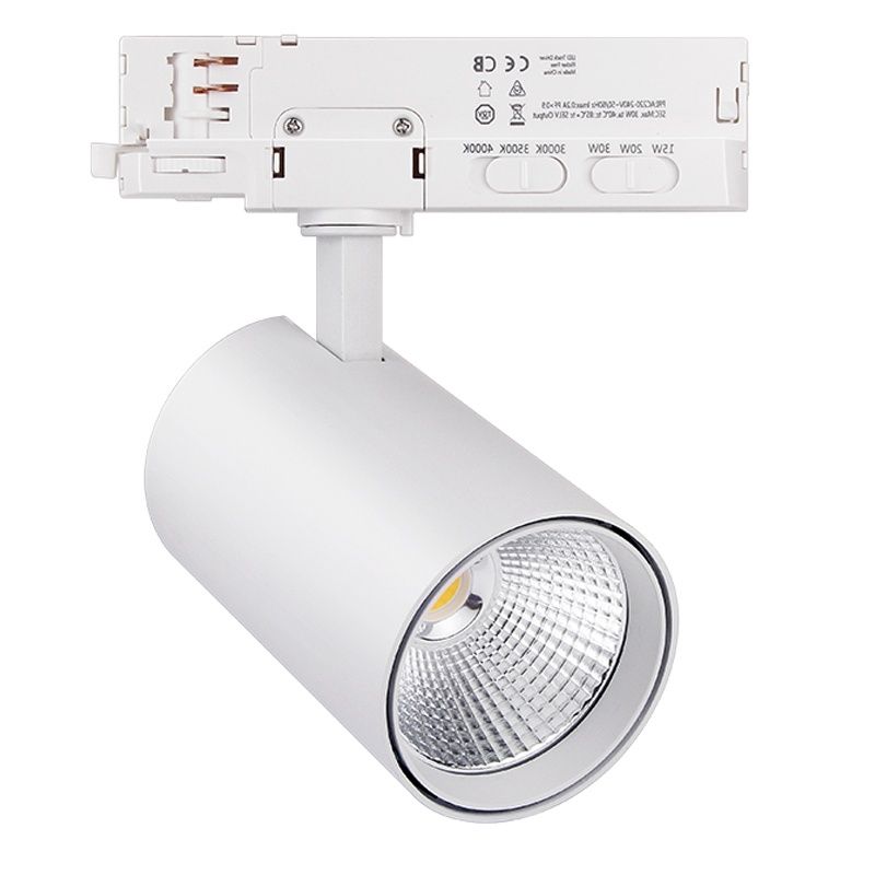 Vit 3 fas spotlight skena, Rozina, 10W/20W/30W, white switch LED Vit 3 fas spotlight skena, Rozina, 10W/20W/30W, white switch LED