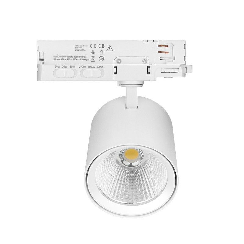 Vit trefas skensystem spotlight aluminium, Jeska, 10W/20W/30W, vit LED-strömbrytare Vit trefas skensystem spotlight aluminium, Jeska, 10W/20W/30W, vit LED-strömbrytare