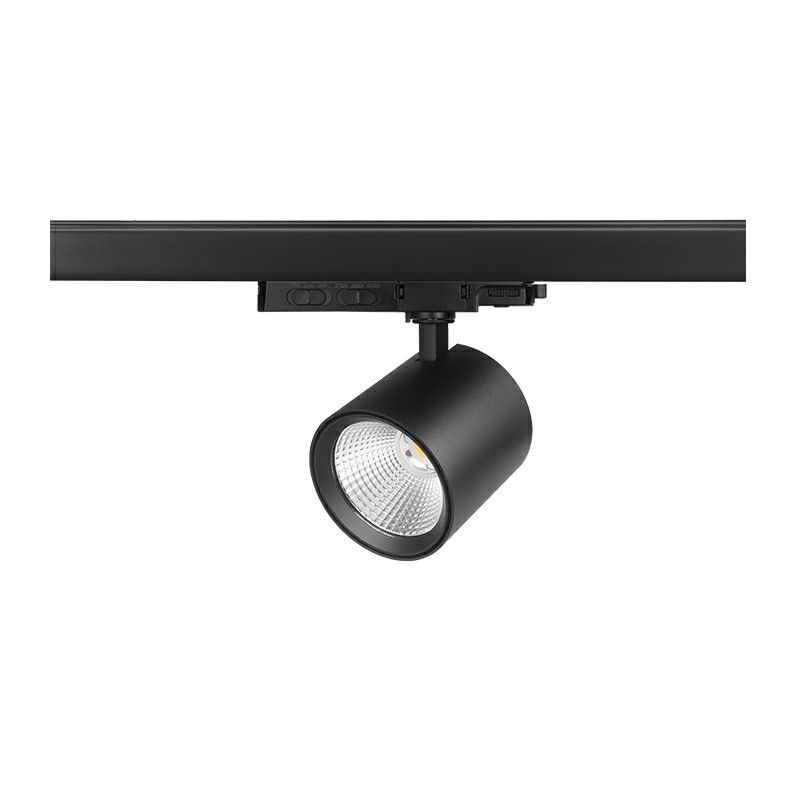 Svart 3 fas spotlight skena aluminium, Jeska, 10W/20W/30W, white switch LED