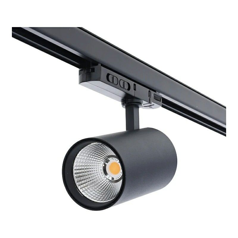Svart 3 fas spotlight skena aluminium, Rozina, 10W/20W/30W, white switch LED Svart 3 fas spotlight skena aluminium, Rozina, 10W/20W/30W, white switch LED