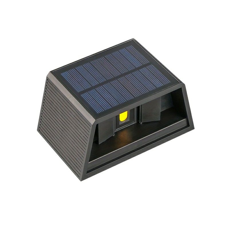 Svart utomhus vägglampa solcell plast, Shira, 3W, 2700K LED, IP65