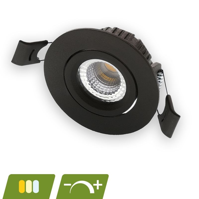 Svart mini infälld spotlight aluminium, Phyllis, 5W, white switch LED, IP65 Svart mini infälld spotlight aluminium, Phyllis, 5W, white switch LED, IP65