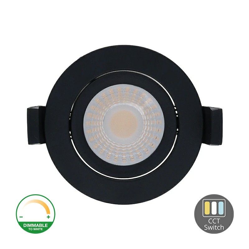 Svart downlight aluminium, Maite, 7W, white switch LED, IP65