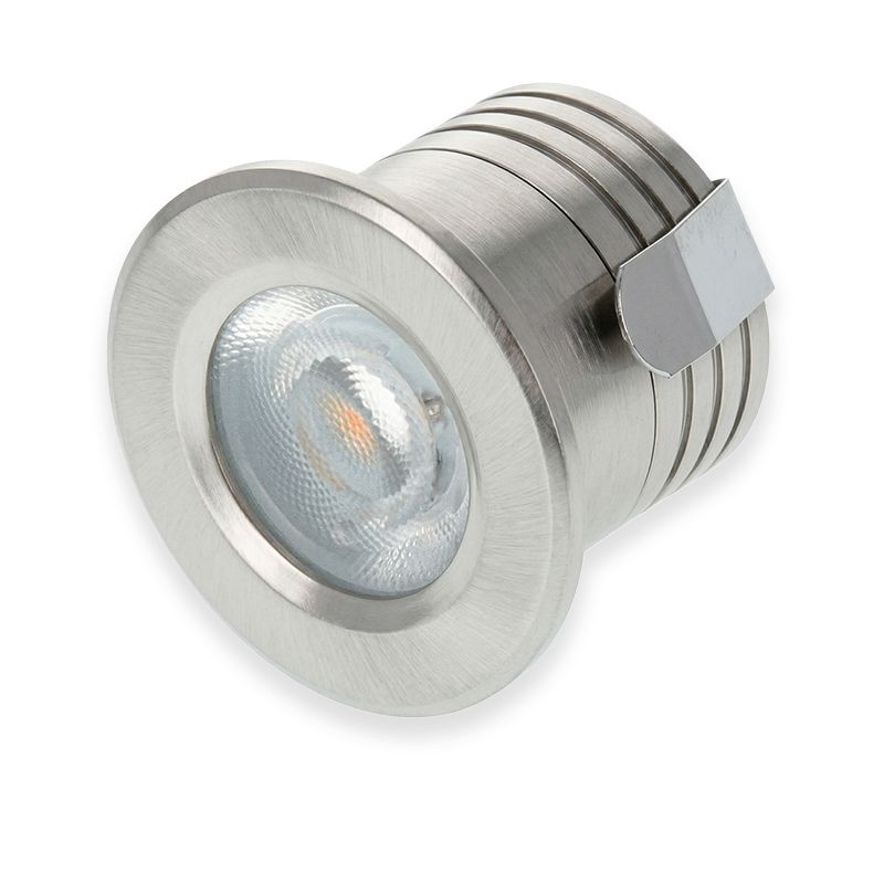 Silver mini infälld spotlight aluminium, Philomena, 2W, 3000K LED, IP44