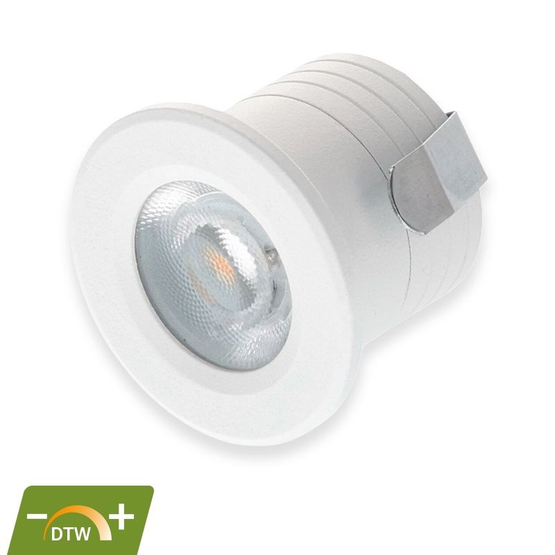 Vit mini infälld spotlight aluminium, Philomena, 2W, dim to warm LED, IP44