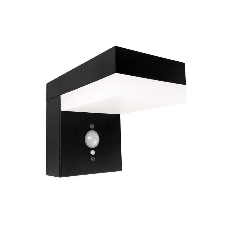 Svart modern utomhus vägglampa solcell aluminium, Ritex, 6W, 2700K LED, IP44 Svart modern utomhus vägglampa solcell aluminium, Ritex, 6W, 2700K LED, IP44