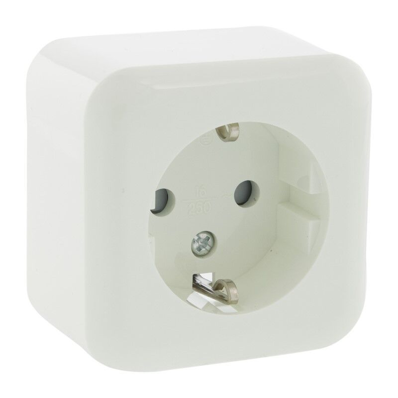 Exin Exo uttag, utanpåliggande, enkel, skyddsledare, polarvit