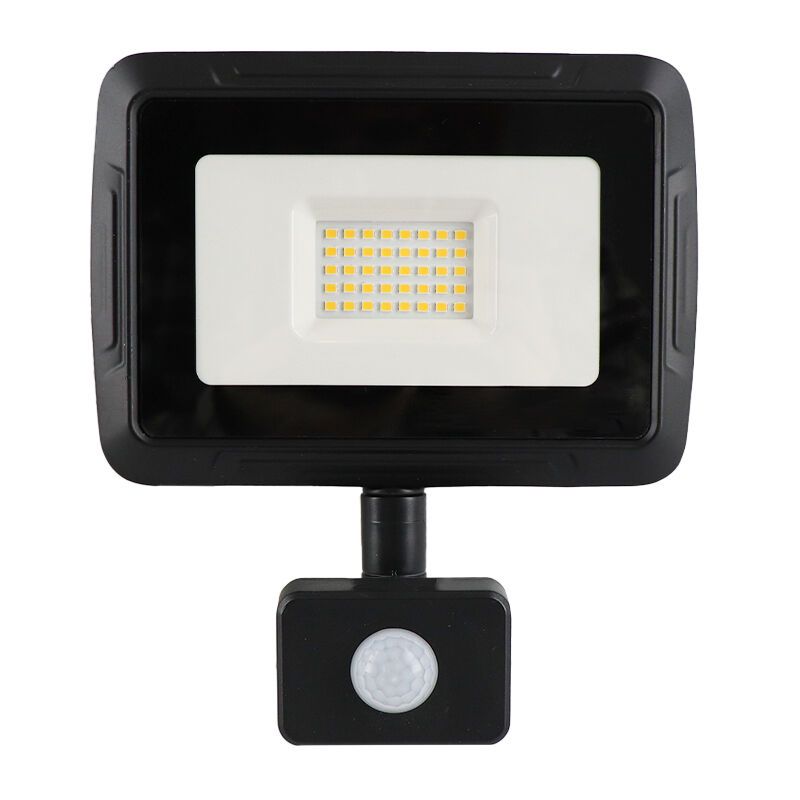 Svart strålkastare med sensor aluminium, Miro, 30W, 3000K LED, IP65 Svart strålkastare med sensor aluminium, Miro, 30W, 3000K LED, IP65