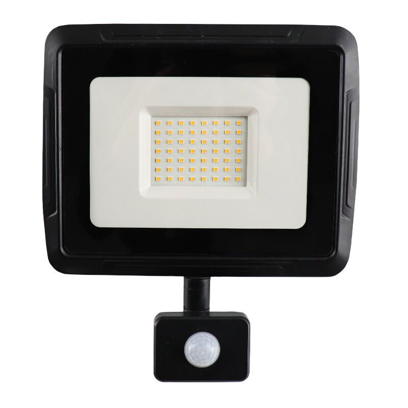 Svart strålkastare med sensor aluminium, Miro, 50W, 3000K LED, IP65 Svart strålkastare med sensor aluminium, Miro, 50W, 3000K LED, IP65