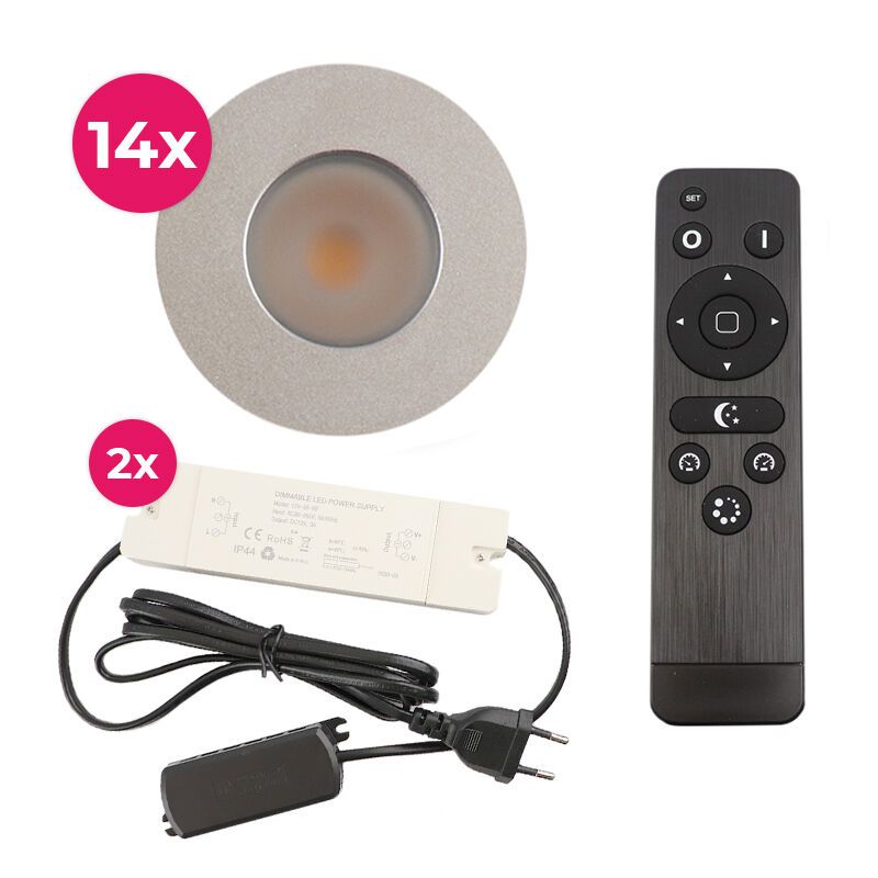 14 krom infälld spotlights uterum Dico, IP65, med anslutningsset och fjärrkontroll 14 krom infälld spotlights uterum Dico, IP65, med anslutningsset och fjärrkontroll