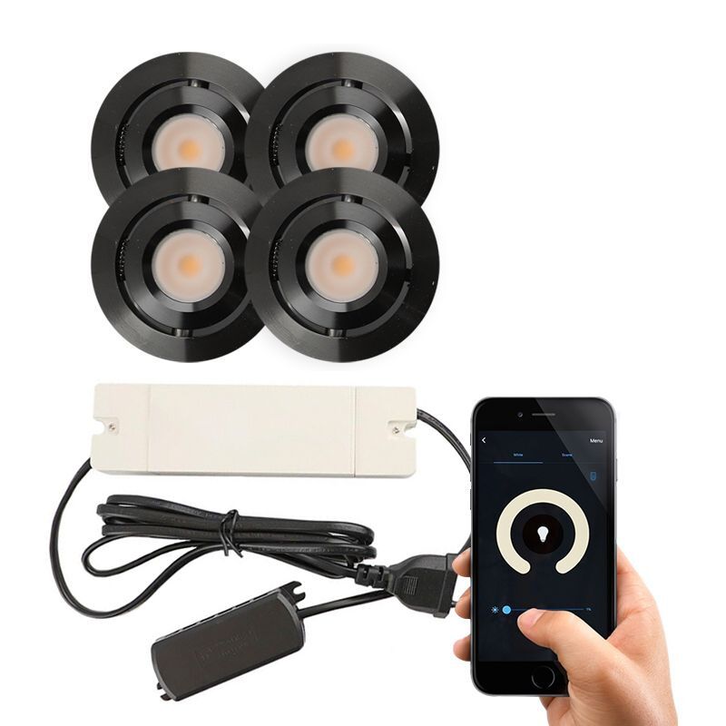 4 vinklingsbar smart infälld spotlights uterum Rona, IP44, med anslutningsset, svart 4 vinklingsbar smart infälld spotlights uterum Rona, IP44, med anslutningsset, svart