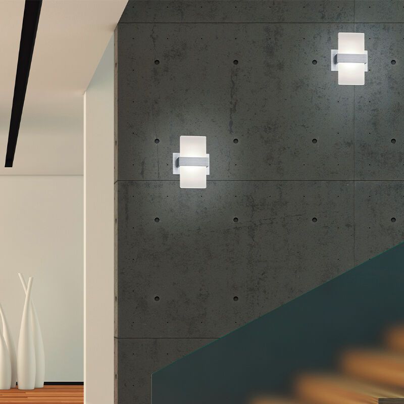 Grå up down vägglampa modern, Leontien, 4,3W, 3000K LED, med brytare