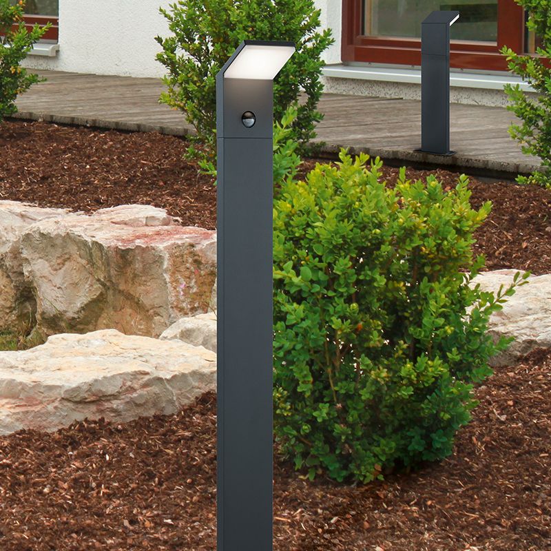 Antracit golvlampa utomhus med rörelsesensor modern, Solana, 9W, 3000K LED, IP54