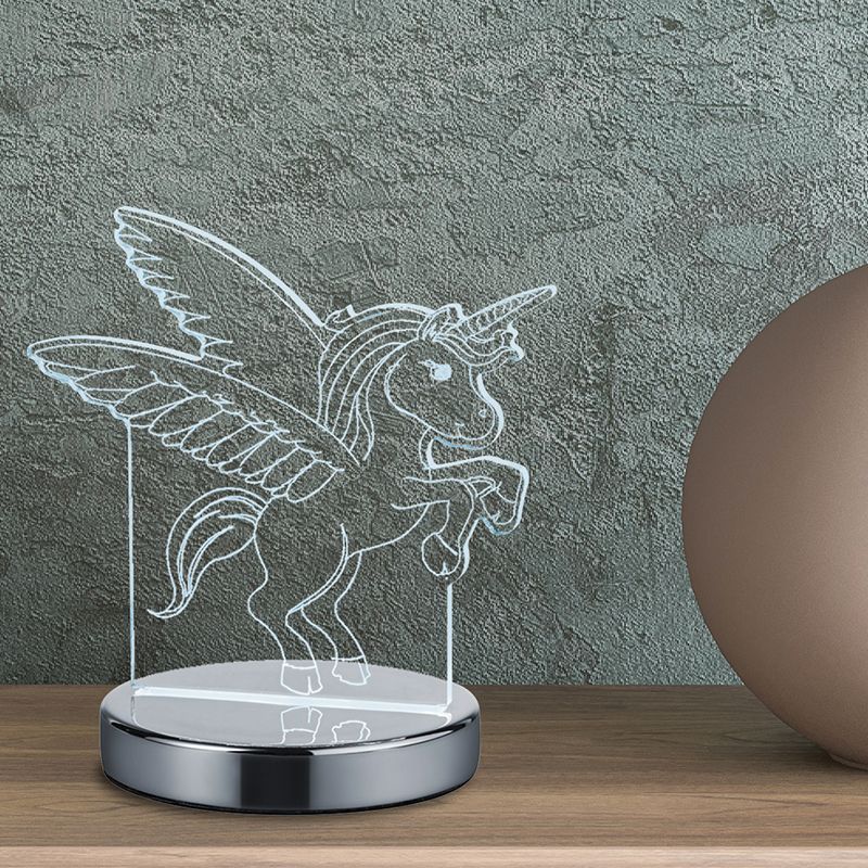 Krom bordslampa barn design, Berivan, 7W, varm till kall vit justerbar LED, med brytare