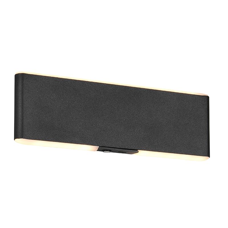 Svart up down vägglampa modern, Zwier, 2W, varm till kall vit justerbar LED, med brytare