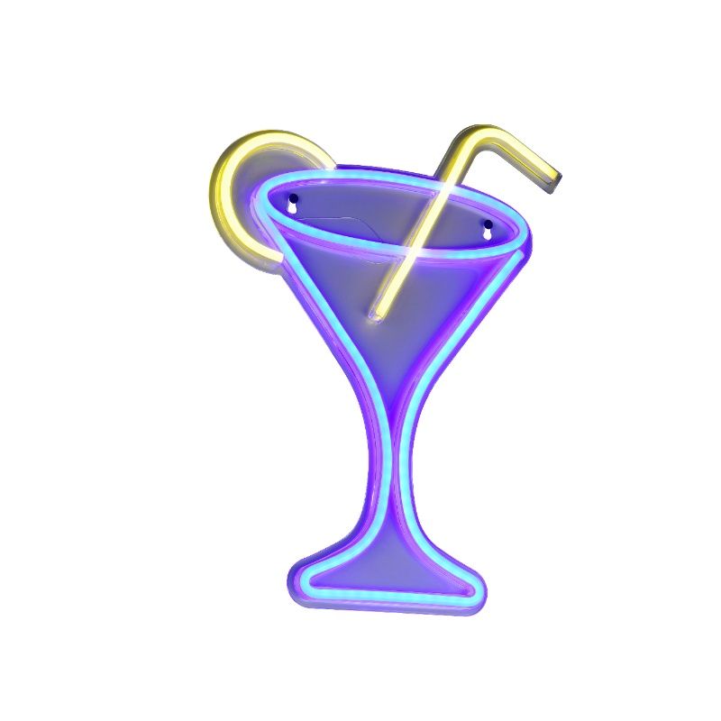 Transparent vägglampa plast, Cheers, 5W, blå LED, med brytare