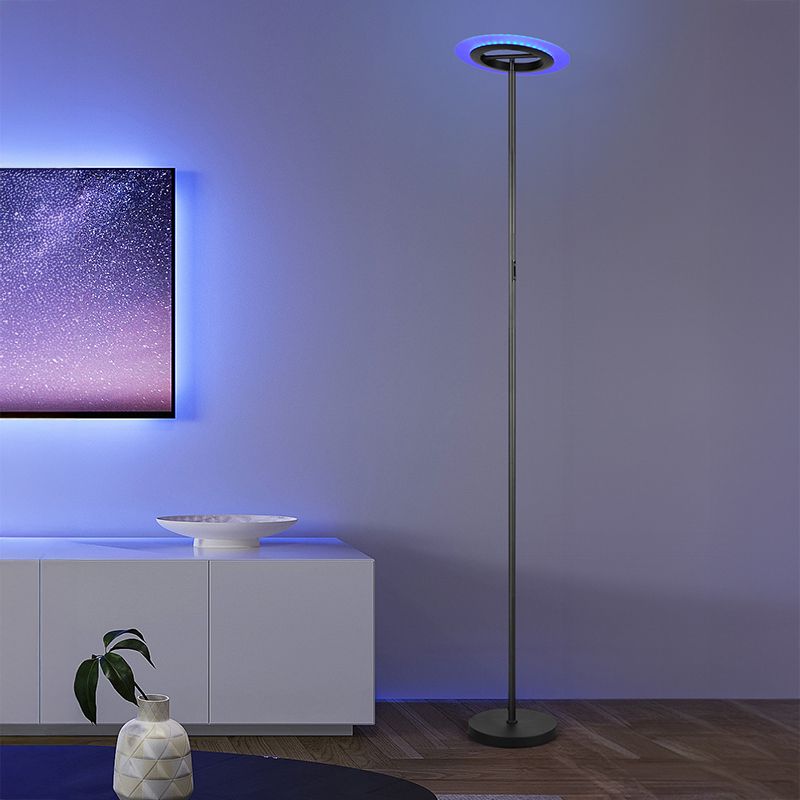 Svart golvlampa modern, Sanjeev, 16,5W, RGBW LED, met fjärrkontroll Svart golvlampa modern, Sanjeev, 16,5W, RGBW LED, met fjärrkontroll