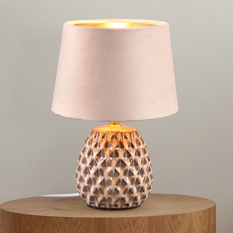 Keramik bordslampa beige, Anderson, med brytare
