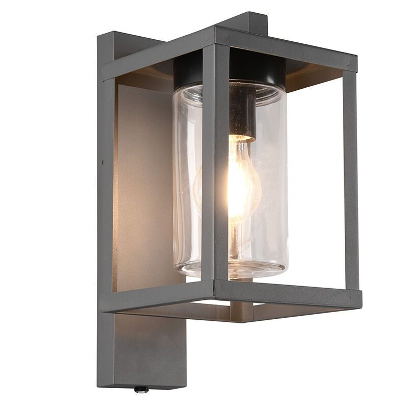 Antracit utomhus vägglampa med skymningssensor modern, Reini, IP44 Antracit utomhus vägglampa med skymningssensor modern, Reini, IP44