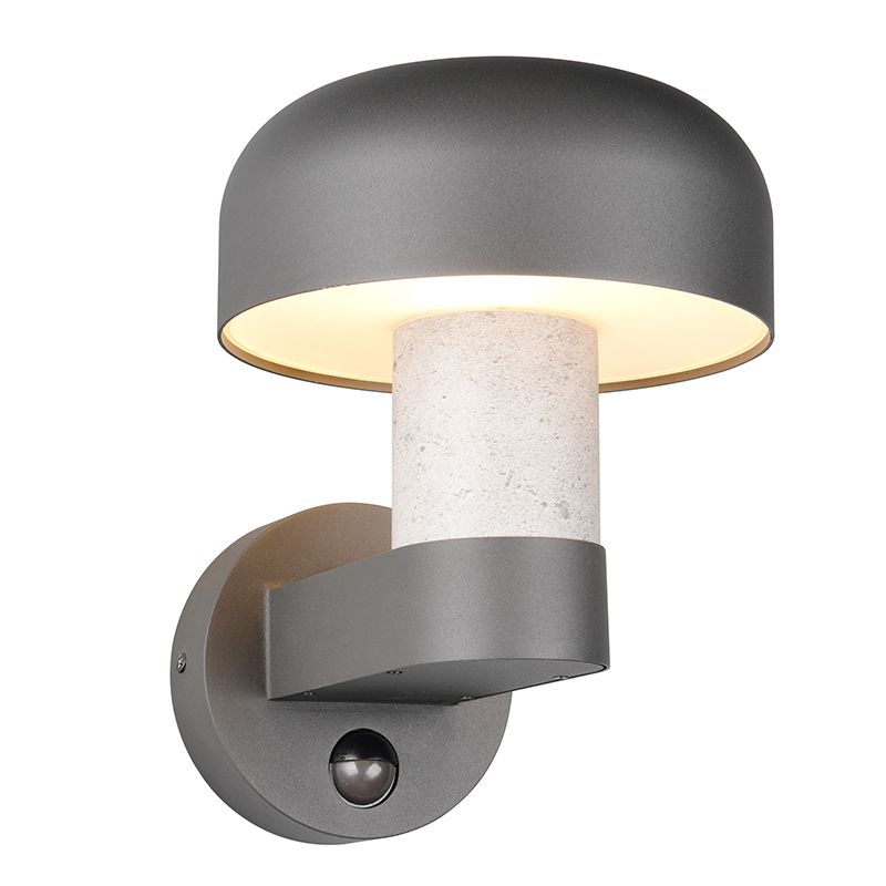 Grå utomhus vägglampa med rörelsesensor modern, Krishna, IP54