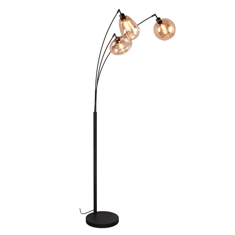 Bärnstensfärgad golvlampa design, Sybren, med brytare