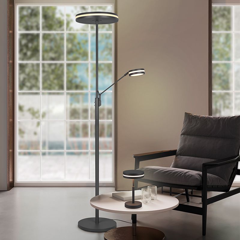 Antracit läslampa golv modern, Marjon, 35W, varm till kall vit justerbar LED, med beröringsdimmer Antracit läslampa golv modern, Marjon, 35W, varm till kall vit justerbar LED, med beröringsdimmer