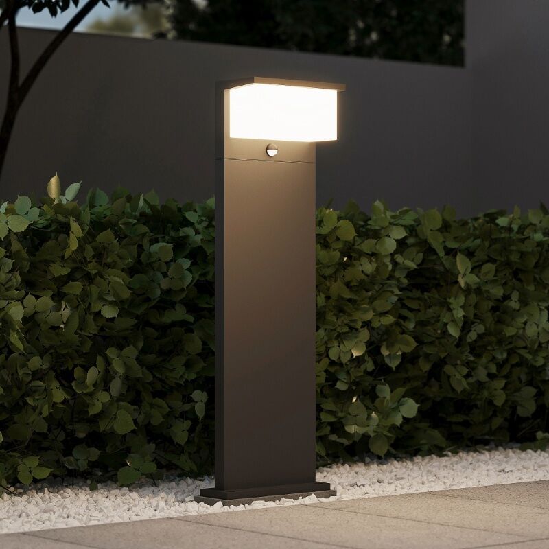 Antracit golvlampa utomhus med rörelsesensor modern, Slimane, 13W, 3000K LED, IP54