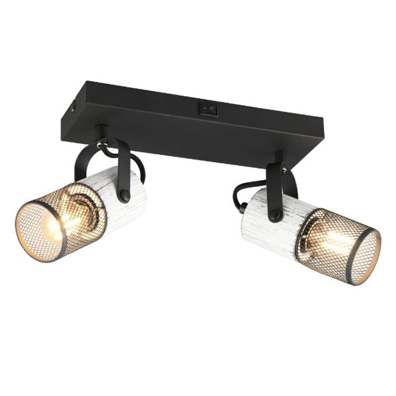 Svart väggspotlight vintage, Marjet, med brytare