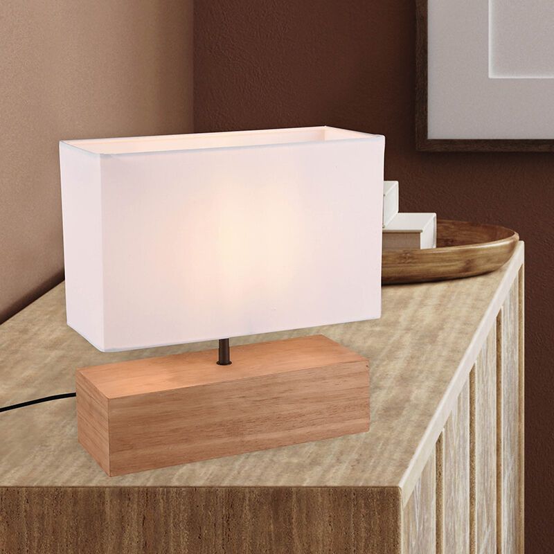 Trä bordslampa brun, Job, med brytare